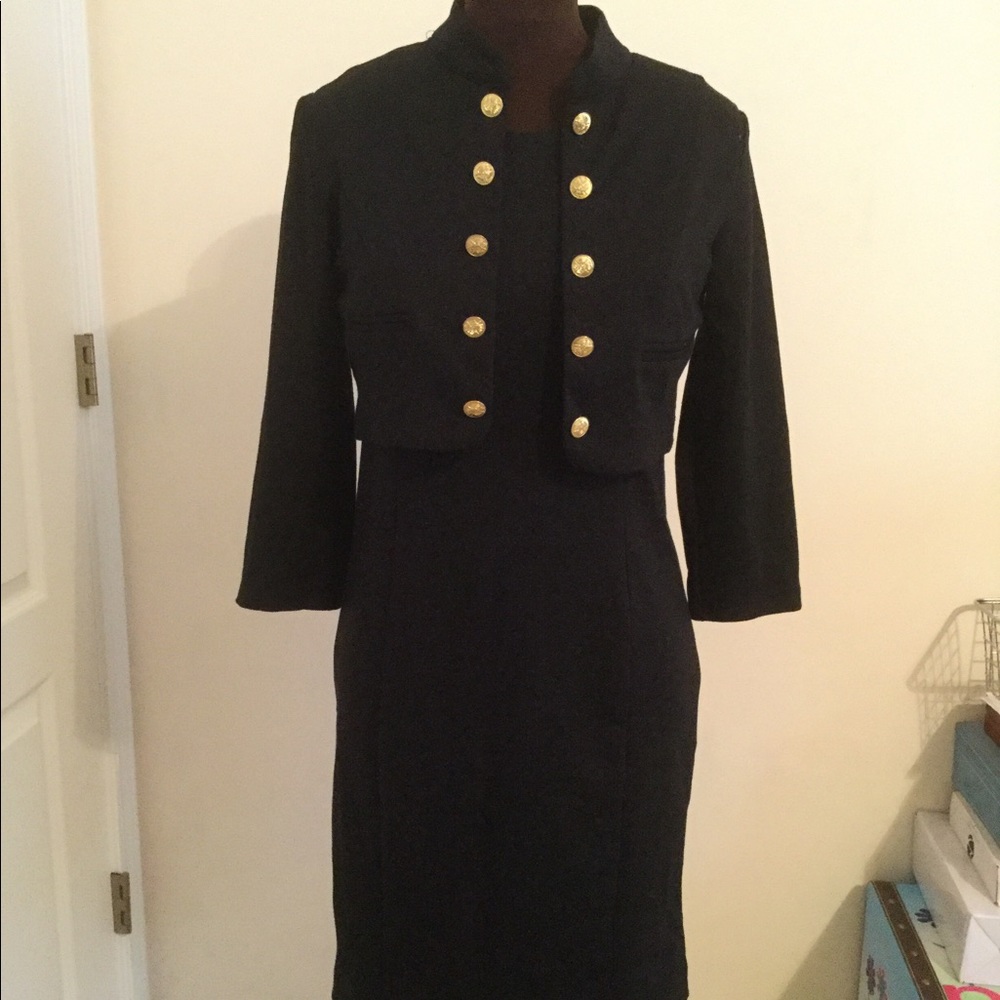 Kim Rodgers black sheath dress with jacket